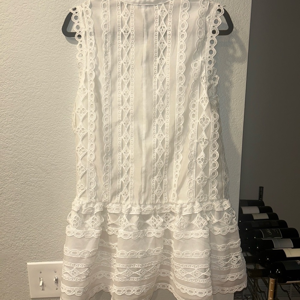 Endless Rose White Lace Sleeveless Ruffled Hem Dress